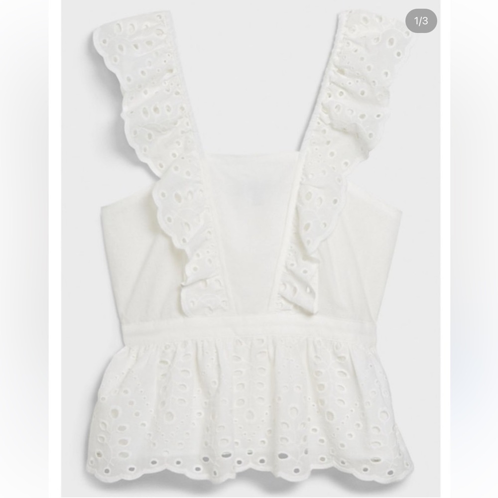 (NWT) Banana republic textured eyelet peplum top petite XS